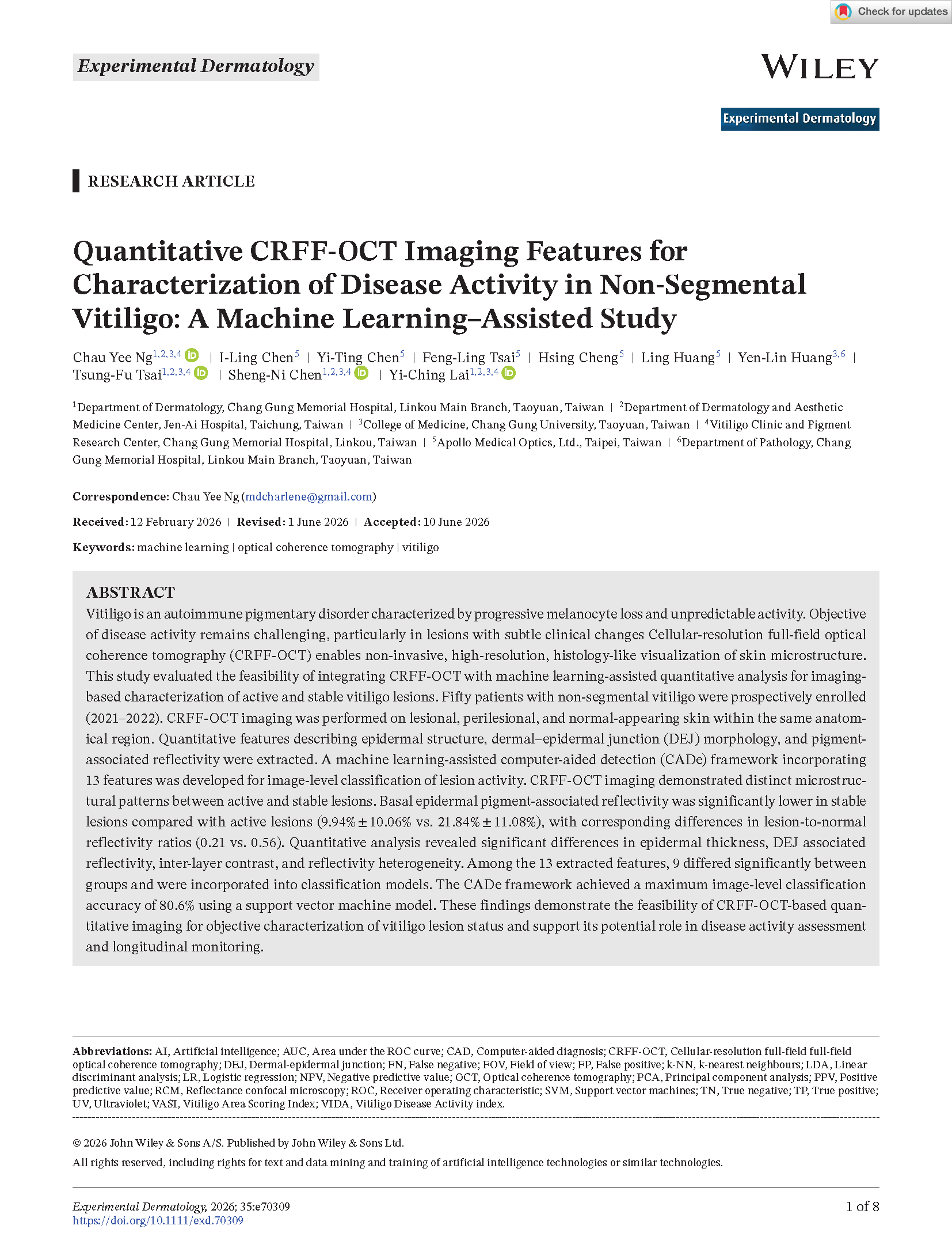 2026 Experimental Dermatology - Ng - Quantitative CRFF‐OCT Imaging Features for Characterization of Disease Activity